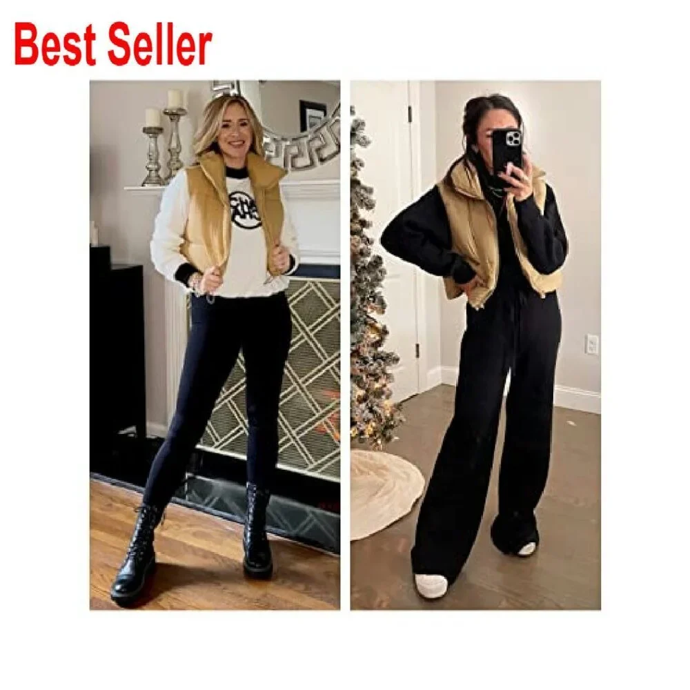 Cropped Puffer Vest Zip Up Stand Collar Sleeveless Padded Chic Y2K Style